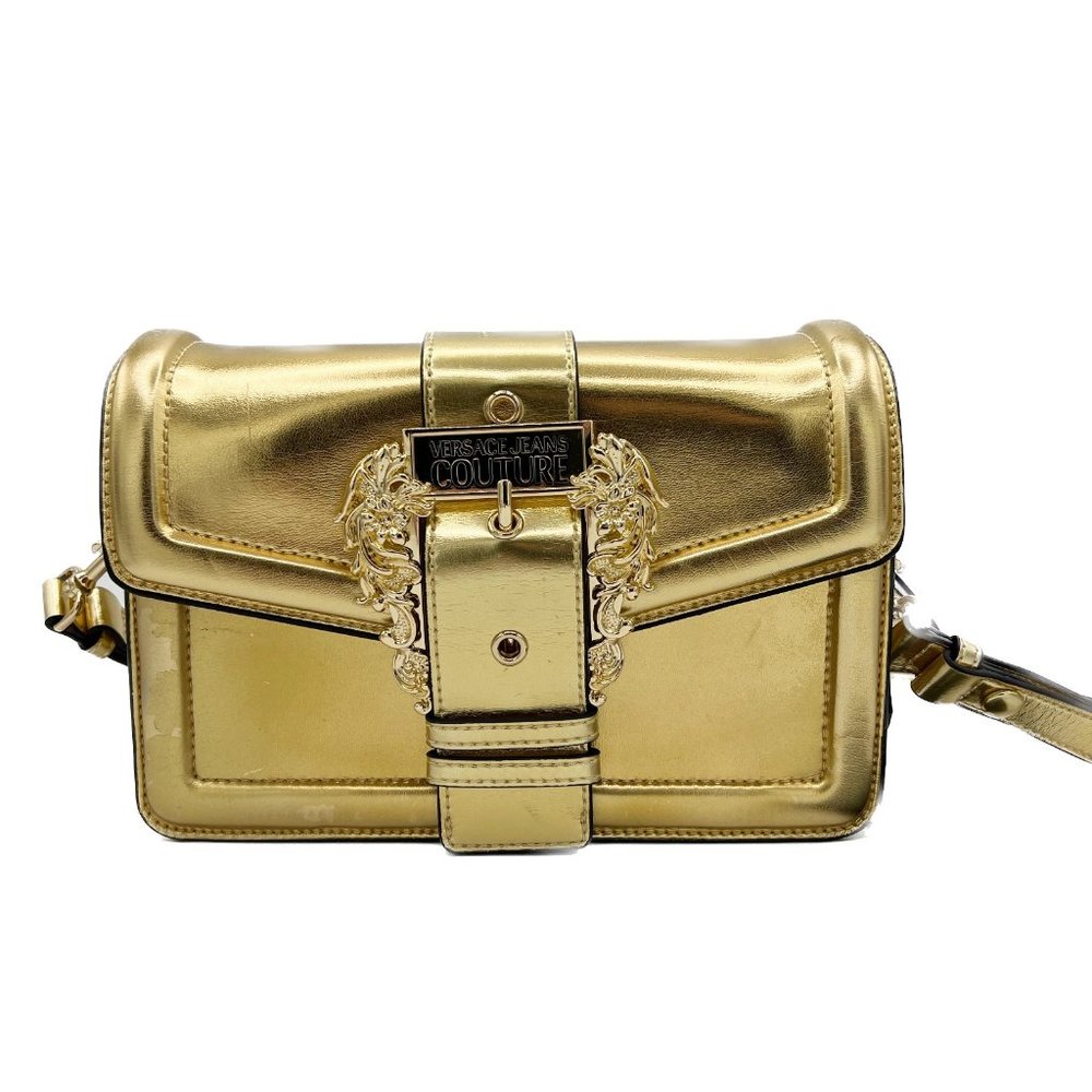 VERSACE COUTURE Gold Metallic Leather Shoulder Bag - Picture 1 of 13